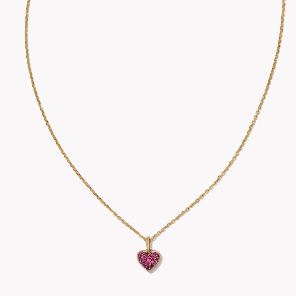 Kendra Scott 14k Gold Necklace with Red Heart Pendant